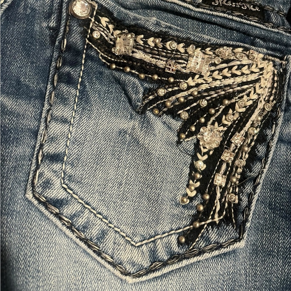 Miss Me Distressed Blue Boot Cut Jeans - Picture 6 of 7